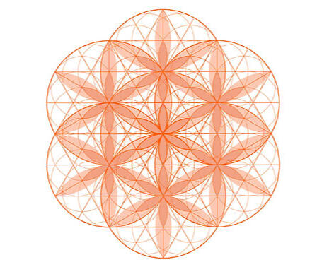 Two AMAZI glass tea bottles with Flower of Life engraving on blue bench, filled with fresh herbs and lemon water, surrounded by ritual tools including wooden spoon and sacred geometry cards